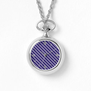 Montre Pinstripes diagonales - bleu marine et blanc