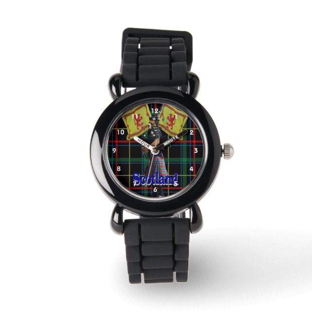 Montre Piper écossais sur tartan (Recto)
