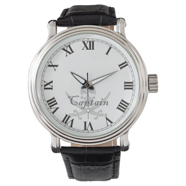 Montre Pirate Capitaine Crâne et épées croisées (devant)