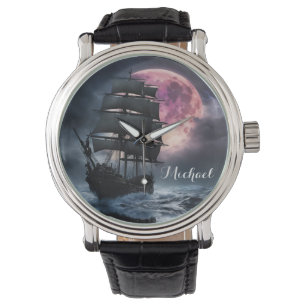 Montre Pirate Ship foudre fraise lune Personnaliser