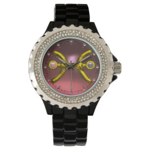 Montre PISCES GOLD ZODIAC JEWEL D'ANNIVERSAIRE, Pearl Ros