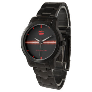 Montre Pisces Zodiac Cool Rouge feu Ligne lumière Nom pe