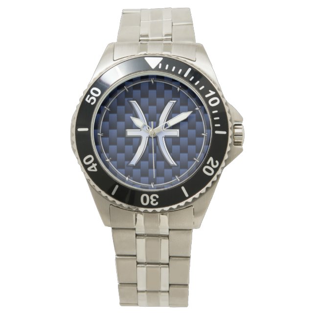 Montre Pisces Zodiac on Blue Carbon Fiber (devant)