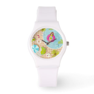 Montre Piscine fille en bikini plage d'été