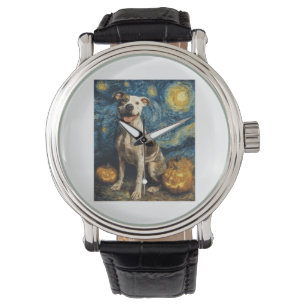 Montre Pit Bull Chien Mignon Halloween Jack O Lanterne Ci