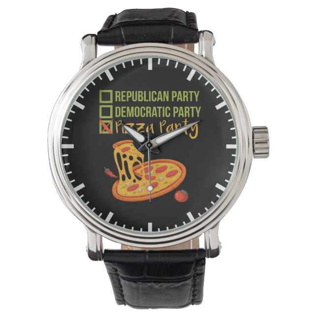 Montre Pizza Party - Une drôle de nouveauté Voter Politiq (devant)
