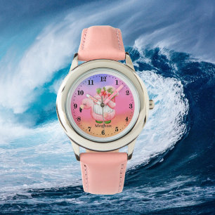 Montre plage flottante mignonne gnome flamingo floc