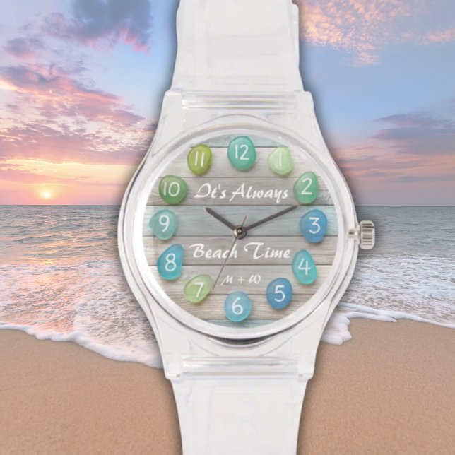 Montre Plage Temps Verre de mer et bois flotté sur mesure (Créateur téléchargé)