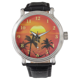 Montre Plage tropicale Coucher du soleil Palmiers