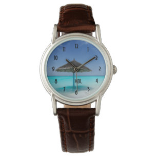 Montre Plage tropicale pittoresque avec parapluie de chau