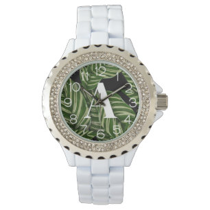 Montre Plante de feuille tropicale moderne Imprimer Monog