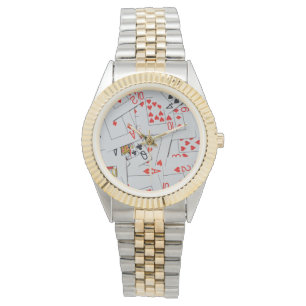 Montre Plateau De Cartes De Jeu Éparpillées,