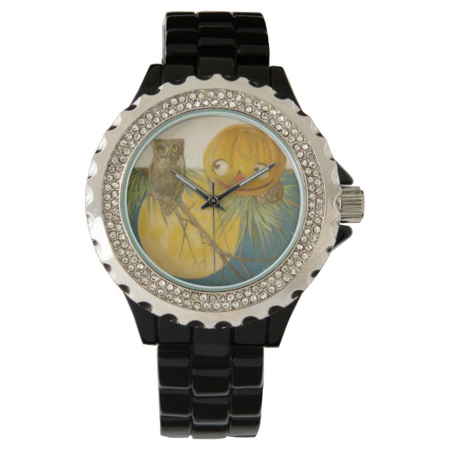 Montre Pleine lune Citrouille Owl Jack-o'-lantern (devant)