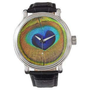 Montre Plume élégante de paon avec l'oeil en forme de