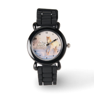 Montre Poésie de citation de cheval blanc dans la neige