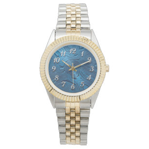 Montre poignet 2 tons élégante cadran bleu