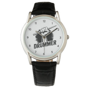Montre Poing tambour moderne tendance avec baguettes