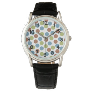 Montre Points bleus, verts et Brown