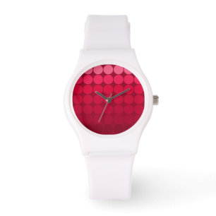 Montre Points Pop Mood Pink to Red Cercles White Watch