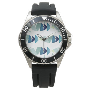 Montre Poisson bleu de natation Abstraite