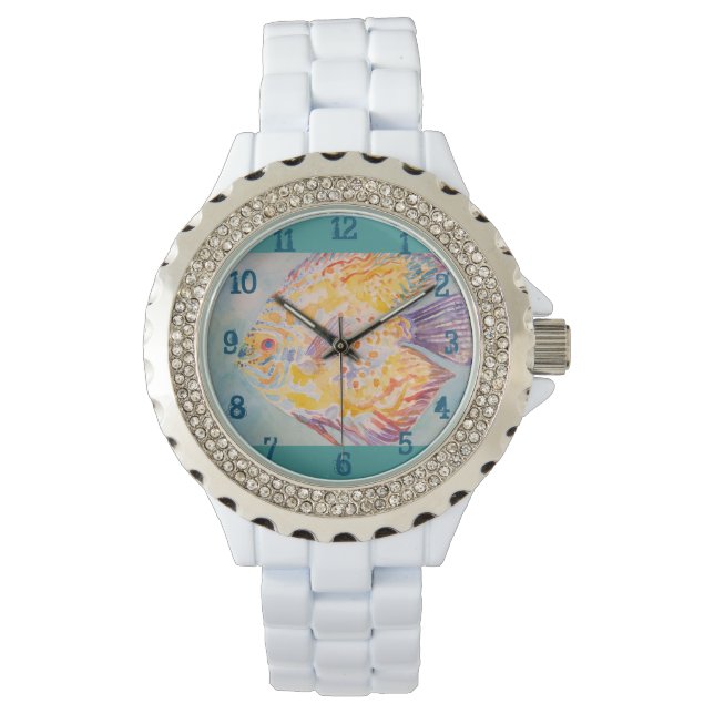 Montre Poisson coloré Aquarelle Femmes Mer Côtier (devant)