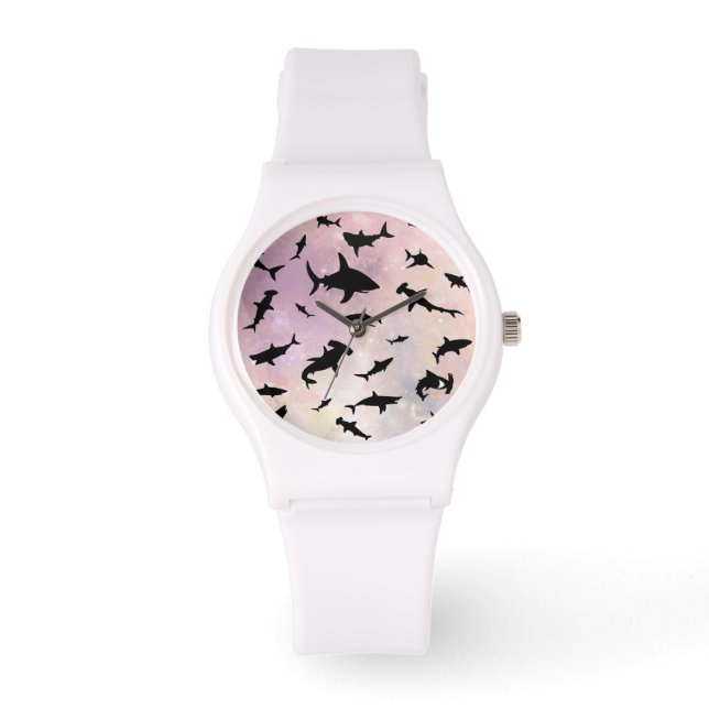 Montre Poisson rose sur galaxie dégradée Espace (Recto)