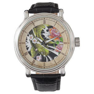 Montre Poissons chanceux à l'encre noire japonais