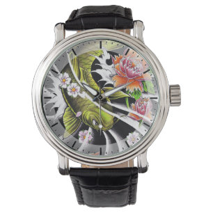 Montre Poissons chanceux à l'encre noire japonais