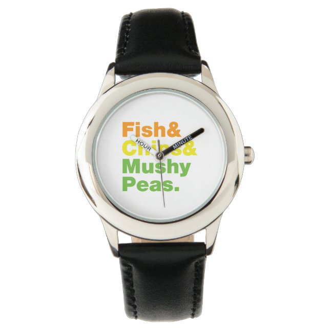 Montre Poissons & Chips & Pois Musqués. (devant)