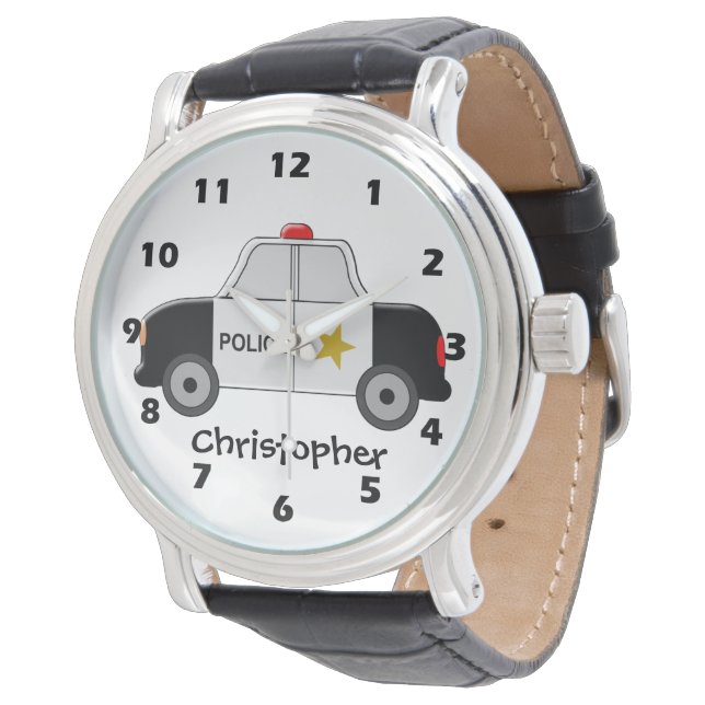 Montre Police Car Design Just Ajouter Un Nom (Incliné)