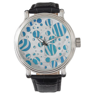 Montre Polka blanc et bleu Zebra