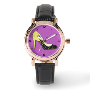 Montre Pompe Stiletto, jaune sur violet