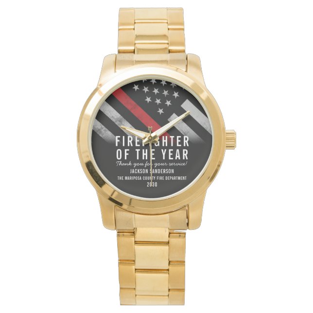 Montre Pompier de l'année Employé Mince ligne rouge (devant)