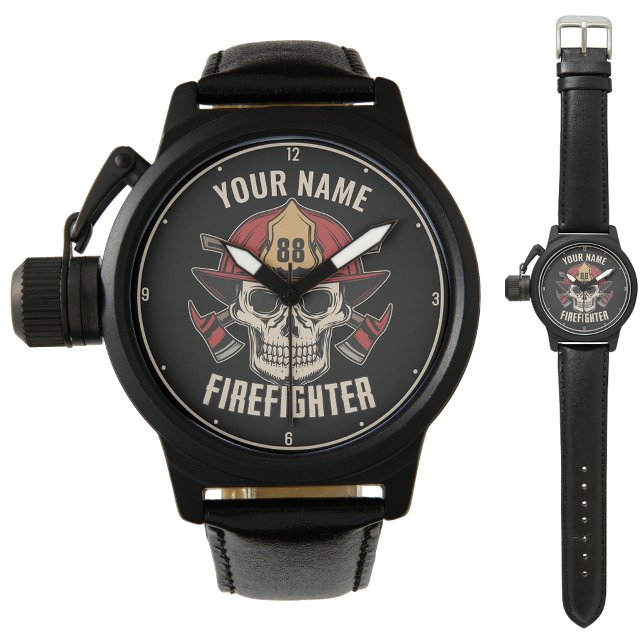Montre Pompier personnalisé Crâne pompier pompier départe (Créateur téléchargé)