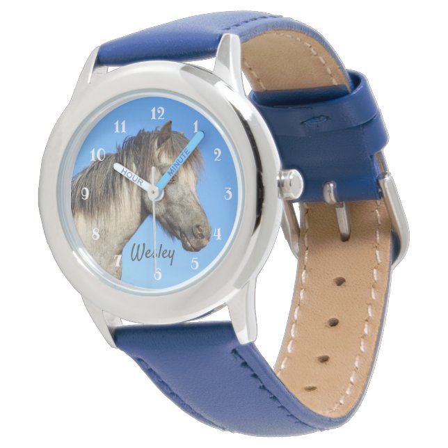 Montre Poney gris personnalisé (Incliné)