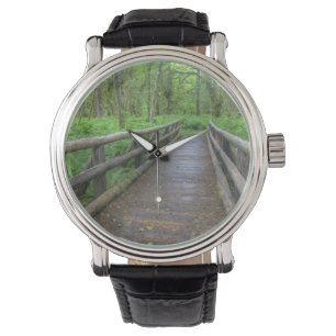Montre pont en bois du sentier Maple Glade, fougères et