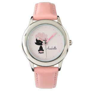 Montre Poodle français rose personnalisé