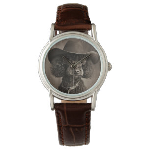 Montre Poodle noir habillé en costume d'Halloween Cowboy