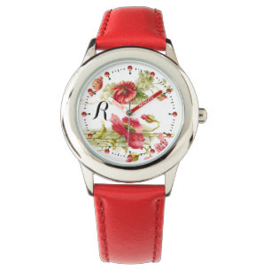 Montre POPIES Rouge Blanc Floral Monogramme
