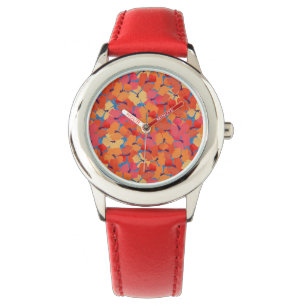 Montre Poppies rose orange jaune Enfants Red Wristwatch