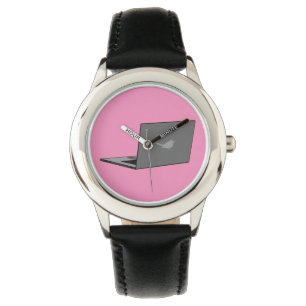 Montre Portable gris avec logo d'oiseau