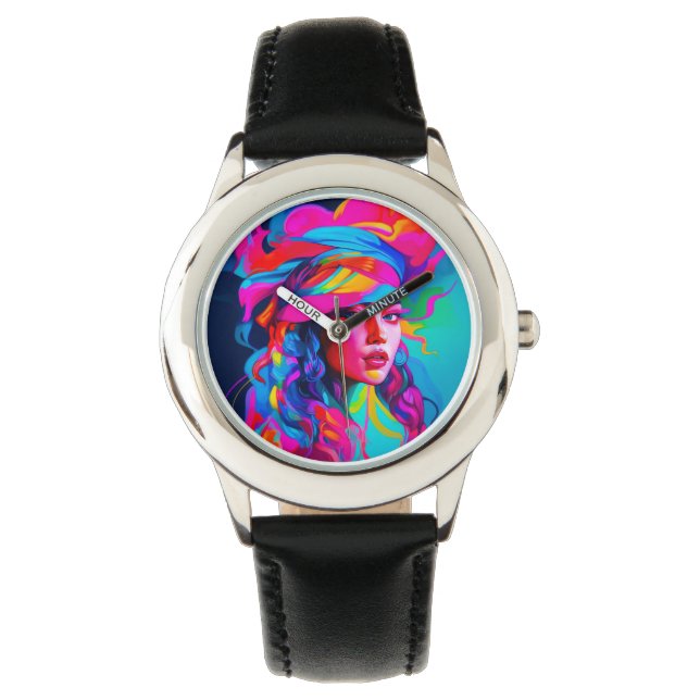 Montre Portrait Abstrait vibrant (devant)