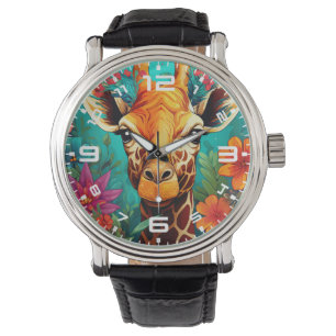 Montre Portrait de la Giraffe florale-9319