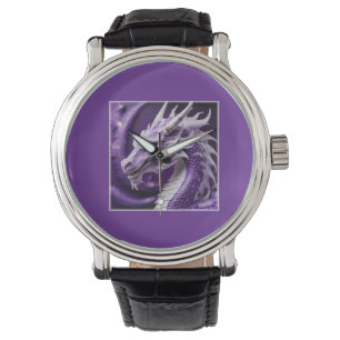 Montre Portrait D'Imaginaire D'Un Dragon Violet Et Blanc
