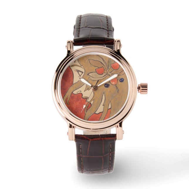 Montre Portrait d'une belle femme en rouge (Art Nouveau) (Recto)