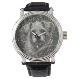 Montre Portrait noir et blanc mignon et chiot photo