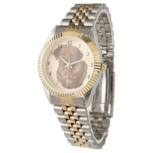 Montre portrait of rarred golden labrador reever doff