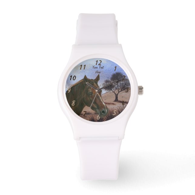 Montre Portrait pittoresque du cheval marron marron de ch (Recto)