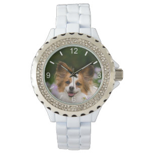 Montre Portrait romantique mignon de chien de Papillon -