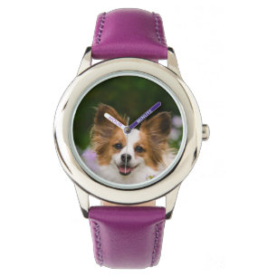 Montre Portrait romantique mignon de chien de Papillon -